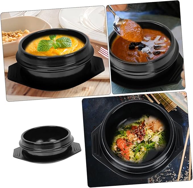 GLEAVI Korean Stone Pot Ceramic Soup Rice Casserole Bibimbap Cooking Heat Resistant Ceramic Pot
