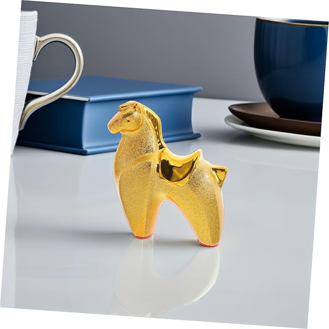 Angoily Year of Horse Ceramic Sculpture Decorative Figurine for Living Office Desk Fade-Resistant Finish Horse Statue Symbolizing Success and Ambition Small Elegant Animal Ornament