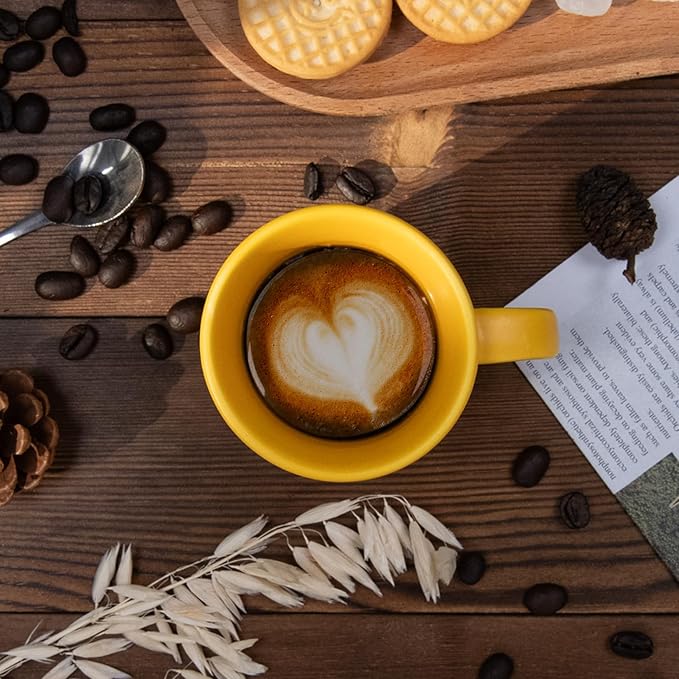 4.2 oz Espresso Cups Set of 2, Ceramic Coffee Mugs Demitasse Cups, Small Espresso Mugs for Shot of Coffee, Tea Cups with Handles, Gift for coffee Lovers