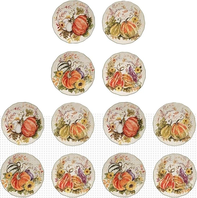 Certified International Harvest Morning Salad/Dessert Plates, Multicolor, Medium Set of 4,(Pack of 3)
