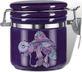 Mushroom Smell Proof Container Half Oz (250ml), Separate Space for Humidity Pack To Keep Herbs Fresh For Months - Cute Girly Stash Jar, Smell Proof Case Airtight Storage Holder Accessories - Purple