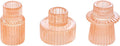 Vixdonos Taper Glass Candlestick Holders Tealight Candle Holders for Table Centerpieces, Wedding Decor and Dinner Party (3 Pcs, Orange Pink)