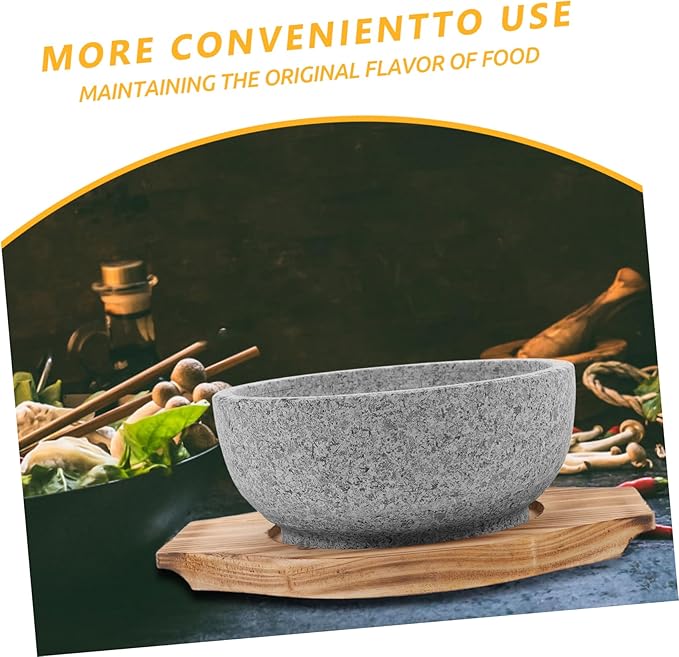 Alipis 1set Korean Stone Pot Bowl Stone Serving Bowl Natural Korean Cooking Soup Pot Heat Transfer Reusable Cuisine
