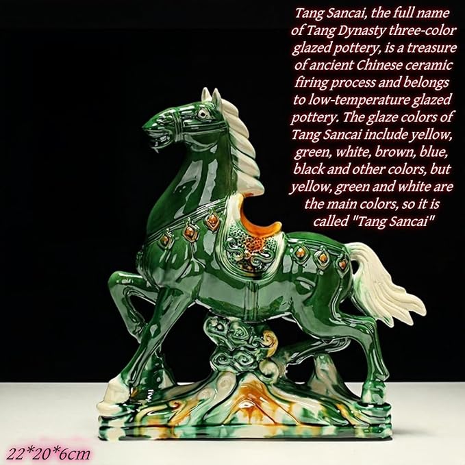 Home Decor Ceramic Horse Sculpture Home Office Living Room Ornaments High-End Feng Shui Decorations Asian Art Brown Large