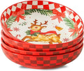 HASENSE Pasta Bowls Set of 4, 38 Ounce Ceramic Salad Serving Bowl for Kitchen,8.8 Inch Large Shallow Bowls for Pasta Soup Salad Dinners,Christmas Holiday Gatherings,Dishwasher & Microwave Safe