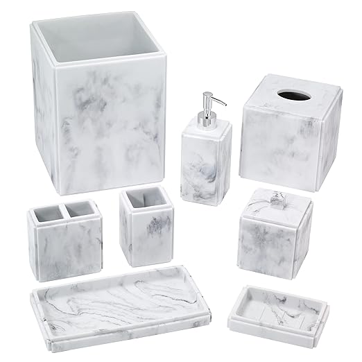Avanti Linens - Soap Dispenser/Lotion Pump, Resin Countertop Decor, Marble Inspired Home Accessories (Catania Collection)