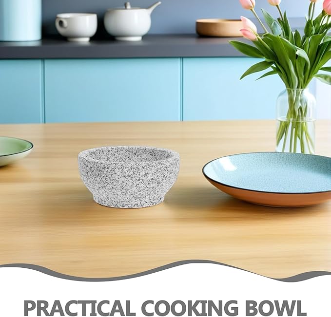 Korean Stone Pot Rice Bowl 14pcs Natural Stone Cooking and Serving Bowls for Bibimbap Stew Soup Restaurants