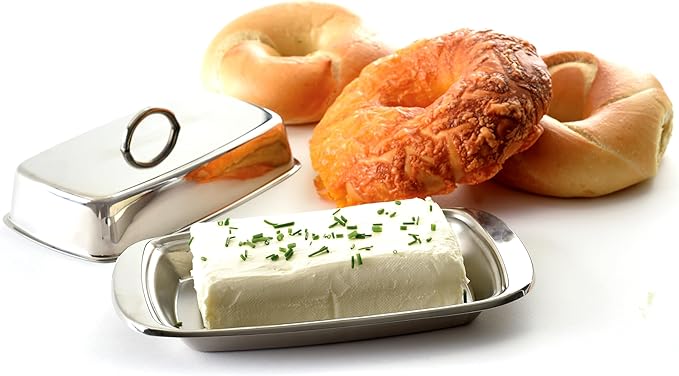 Norpro 282 Stainless Steel Double Covered Butter Dish, Silver