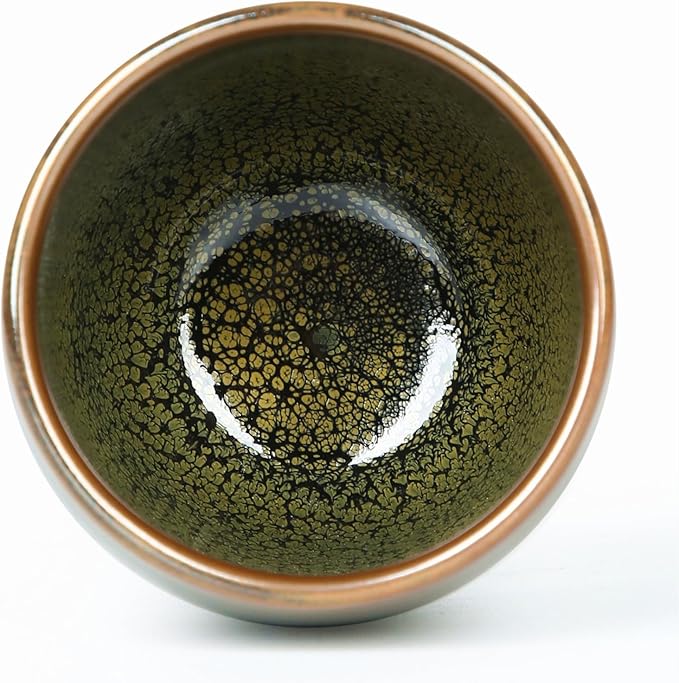 Porcelain Coffee Mug 12 oz, Brilliant Floral Glaze Jianzhan Tenmoku Tea Cup, Handmade Cylindrical Ceramic Mug with no Handles for Coffee, Beer and Tea (Partridge Glaze)