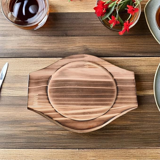 UPKOCH UPKOCH 2 Sets Korean Stone Bowl Wood Base, 9.4" Wooden Trivets for Hot Dishes (Fits 6-inch), Heat Resistant Pot Holder Tray for Casserole and Ceramic Pots