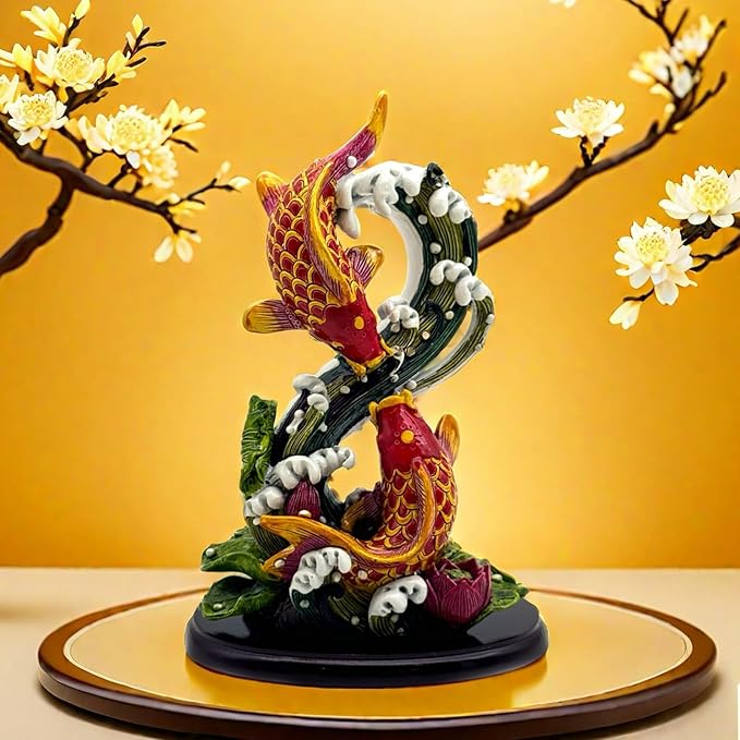 Chinese Feng Shui Fish Statue Sculpture Frgurine Good Lucky Gift for FengShui Lover Desktop Display Decorative Decoration