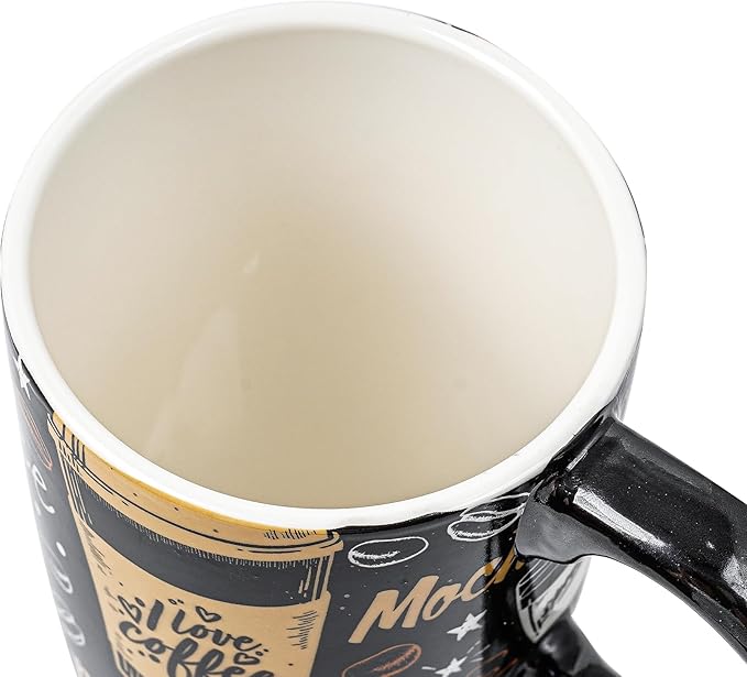 DUSVALLY Ceramic Coffee Mug, Travel Tea Mug for Car Cup Holder, Tall Tea Cup with Handle for Office and Home, Unique Gifts for Women and Man, 17 oz, Frappe