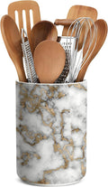 Marble utensil holder,Countertop Ceramic Utensil Holder,Large Cooking Utensil Crocks for Kitchen Counter Decor, Ceramic Vase for Kitchen Utensils, H6.3 xD4.7(marble)