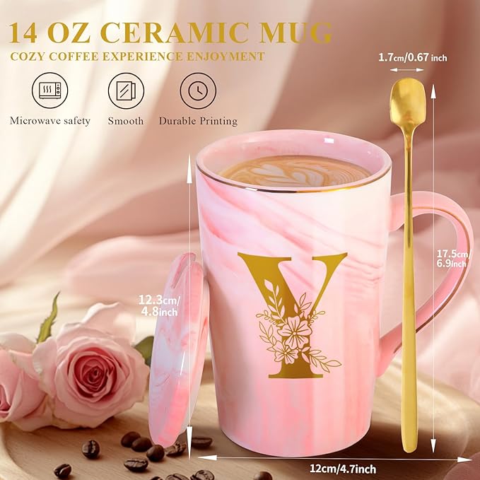MNZZ Personalized Ceramic Coffee Mug with Lid Tea Cup Women Men Teacher Gifts Female Male Best New Appreciation Thank you Favorite Good Goodbye Retirement Friends Social Student Bestie,Y