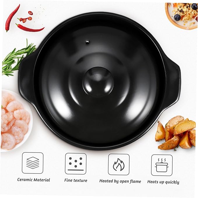 ABOOFAN Kitchen Ceramic Pot for Stewing High-temp Resistant Casserole for Home Cooking Ergonomic Design for Safe Handling for Soup and Rice Dishes Servings