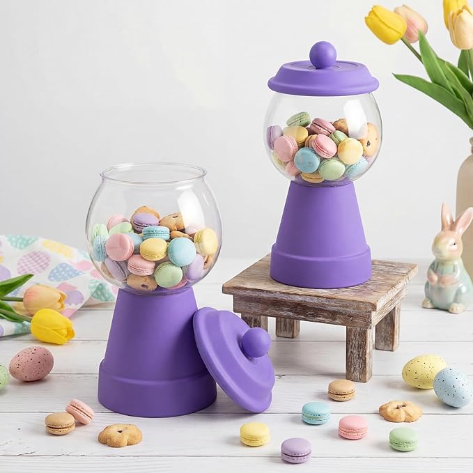 Thyle 27 oz Plastic Candy Jar with Lid Ceramic Candy Jar Food Storage Container for Easter Wedding Party Centerpieces DIY Gifts Game Table Ornament Holder Treats(Purple)