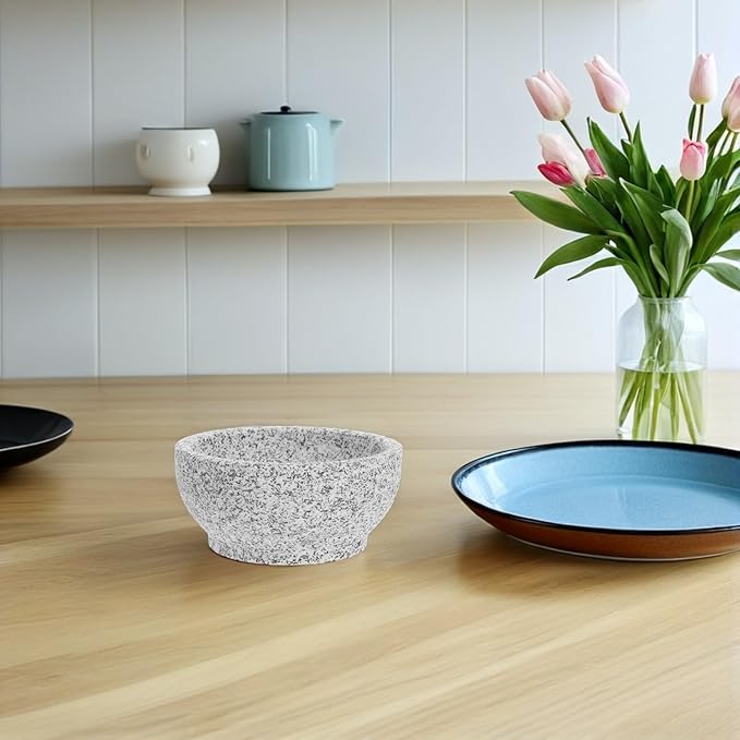 KICHOUSE Korean Stone Pot Rice Bowl for Bibimbap and Stew, Natural Stone Clay Cooking Pot with Lid, 14pcs Set for Restaurant and Home Use