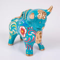 Turquoise Figurine Pucara Bull 4.7"H, Ceramic Bull Pucara, Peru Folk art, Pottery Sculpture Bull, sculpture made of clay, Unique Gift Peru