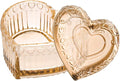 WHJY Glass Jewelry Box for Girls Heart Shaped Container with Lids Small Decorative Trinket Organizer for Vanity Room Decor Crystal Yellow Storage Jar for Rings Earrings Necklaces