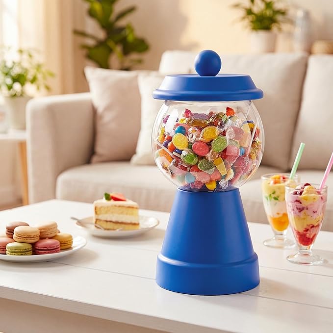 Thyle 27 oz Plastic Candy Jar with Lid Ceramic Candy Jar Food Storage Container for Easter Wedding Party Centerpieces DIY Gifts Game Table Ornament Holder Treats(Blue)