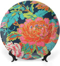 Red Chinoiserie Peony Floral Ceramic Decorative Plate for Display Peony Chinoiserie Kitchen Wedding Supplies Club Home Holiday Party Decorations Personalized Gifts for Men Women Christmas