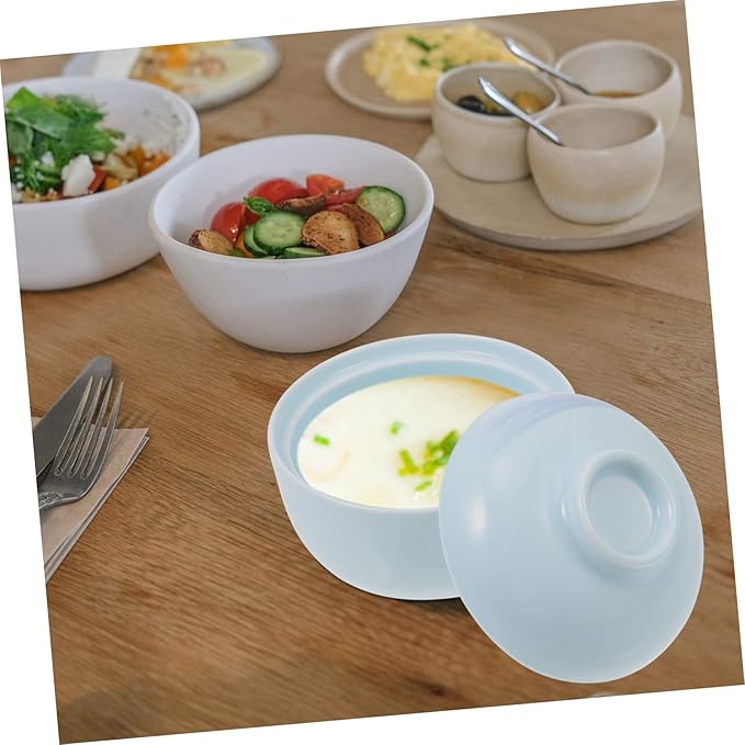 VALICLUD Japanese Porcelain Egg-Shaped Soup Bowl Creative Dessert Stew Dish Ceramic Kitchen Tableware for Home Cooking and Serving