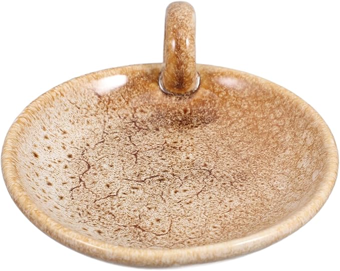 Veemoon Rustic Ceramic Candle Holder Vintage Candle Tray with Handle Small Table Round Candlestick Decorations Organizer for Farmhouse Home Kitchen Table Hotel