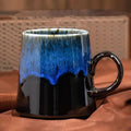 15oz Japanese style Handmade Ceramic Coffee Mug - Unique Pottery tea cup, Lead-free Artisanal stoneware ceramic tea mug, Dishwasher & Microwave Safe Coffee cup for office and home, Blue and Black