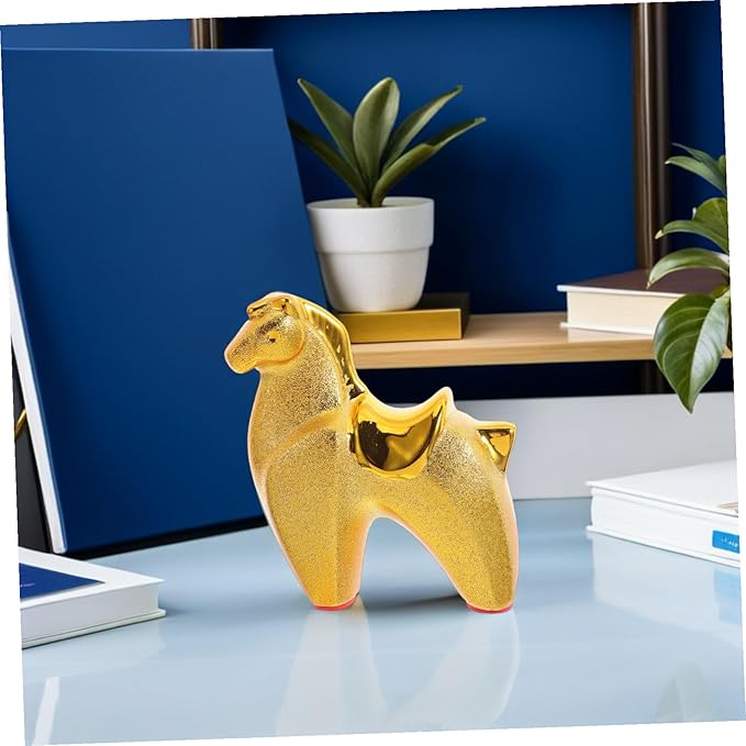 BESPORTBLE Year of Horse Ceramic Sculpture with Stable Base Decorative Animal Figurine for Home Office Desk Intricate Handmade Horse Statue for Prosperity and Refined Home Decor