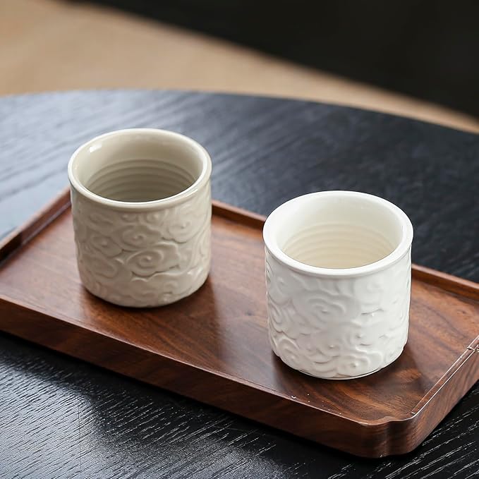 Ceramic Espresso Cups Set of 4-3oz Demitasse Cups for Coffee & Tea, No Handles, Durable & Dishwasher Safe (white, 4)