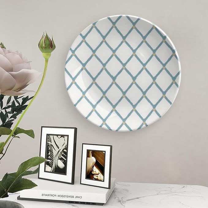 Teal Pineapple Geometric Vintage Plates Decor for Art Decoration Household Wall Personalized Holiday Idea Gifts Ceramic Salad Plates Including Bracket And Special Hook, Multi Sizes by Choosing