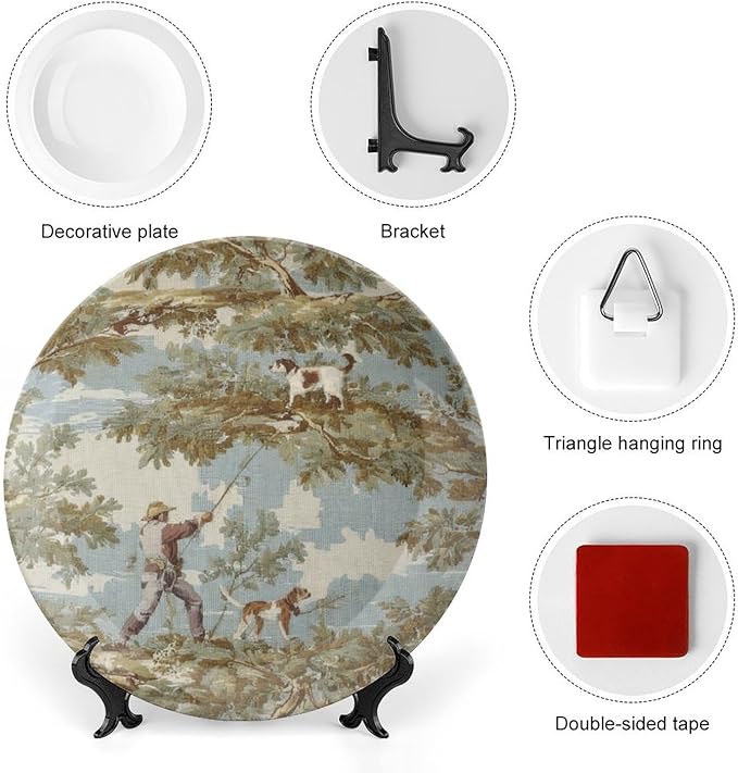 Vintage Plates Farmhouse Country Village Personalized Decor for Office Household Housewarming Gifts Farmhouse Chinese Plates Including Bracket And Special Hook, Multi Sizes, Gifts for Men Women
