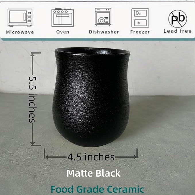 Short Kitchen Utensil Holder for Kitchen Counter, Ceramic Small Utensil Crock & Vase & Holder for Cutlery Spatula Brush Silverware Cooking Utensil Holder (Matte Black)