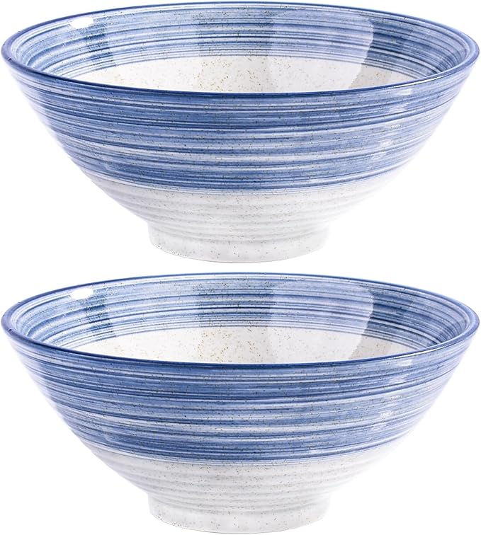 Large Japanese Ceramic Noodle Bowls 8.3 Inch Asian Ramen Bowl Set of 2 for Soup Pho Instant Noodles (bs)