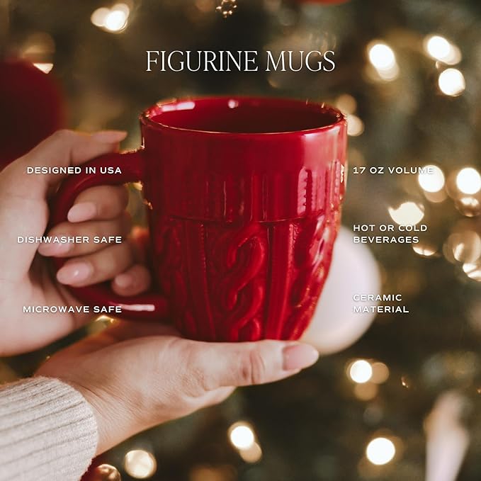 Sweet Water Decor Red Sweater Coffee Mug, 17oz Ceramic Christmas Mug, Dishwasher & Microwave Safe, Large Holiday Winter Cup for Coffee, Tea & Hot Chocolate, Stocking Stuffer Gifts for Women