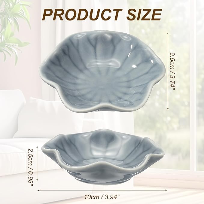 uxcell Candle Holder Plates, 4 Inch Ceramic Candle Tray Tealight Incense Holder Dish Candlestick for Tea Light Aromatherapy Wedding Rustic Vintage Home Decor, Lotus Leaf Clear Gray Blue