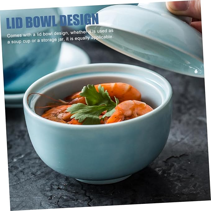 Luxshiny Japanese Green Porcelain Egg-Shaped Stew Pot Creative Soup Bowl for Desserts Kitchen Serving Bowl for Home and Restaurant Use