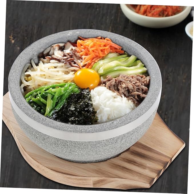 OUNONA Korean Stone Pot for Dolsot Bibimbap -temperature Resistant Cooking Pot Stone Bowl for Even Heating for Home Cooking and Traditional Korean Cuisine
