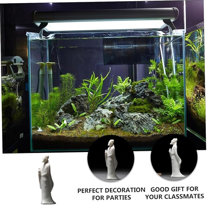 jojofuny Figurine Ceramic Sculpture White Porcelain Fish Tank Ornament Desktop Home Aquarium Decoration