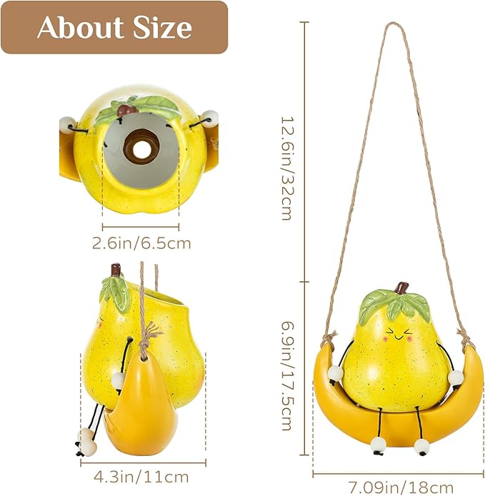 Cute Hanging Planter Pot - Swing Smiley Planter for Indoor Outdoor Plants - Ceramic Succulent Plant Pot with Face