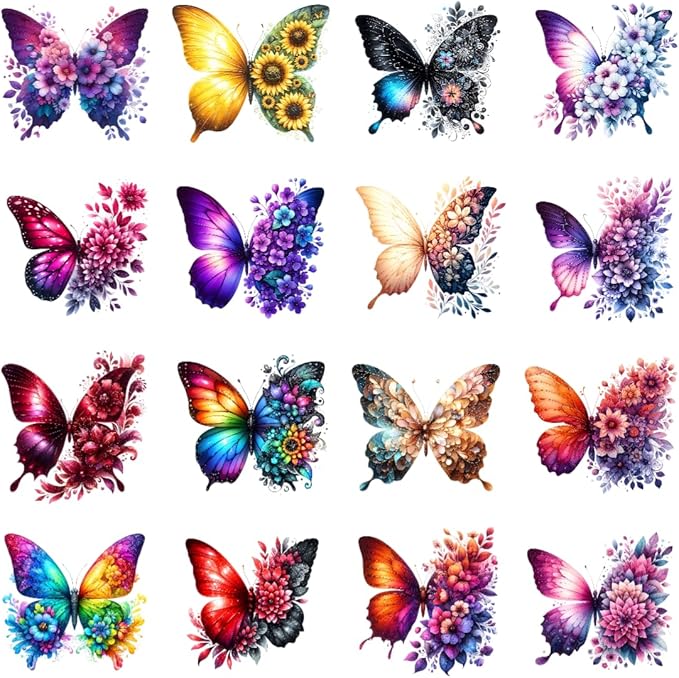20806 Botanical Butterflies– Waterslide Decal for Enamel, Glass & Ceramic M-16 Pieces-1" sz