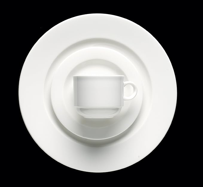 Fortessa Fortaluxe SuperWhite Vitrified China Dinnerware, Cassia 8-Ounce Stackable Coffee/Tea Cup, Set of 6
