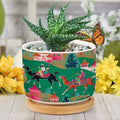Bright Emerald Green Ceramic Planters Chinoiserie Decor Planters for Outdoor Plants with Drainage Holes and Saucers Pot for Pots Outdoor Indoor Plants