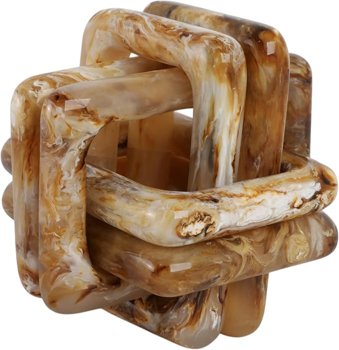 Sculpture for Home Decor and Bathroom Decor - Marble Knot Ornaments for Shelf Accents, Room Styling, and Office Design - Modern Statues Living Room Decor or Coffee Table Display - 6", Tan