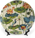 Birds And Lotus Flowers Plates Ceramic for Display Kitchen Art Decoration Supplies Wall Club Holiday Party Decorations Customize Gifts for Men Women Birthday, 6", 7", 9", 10"
