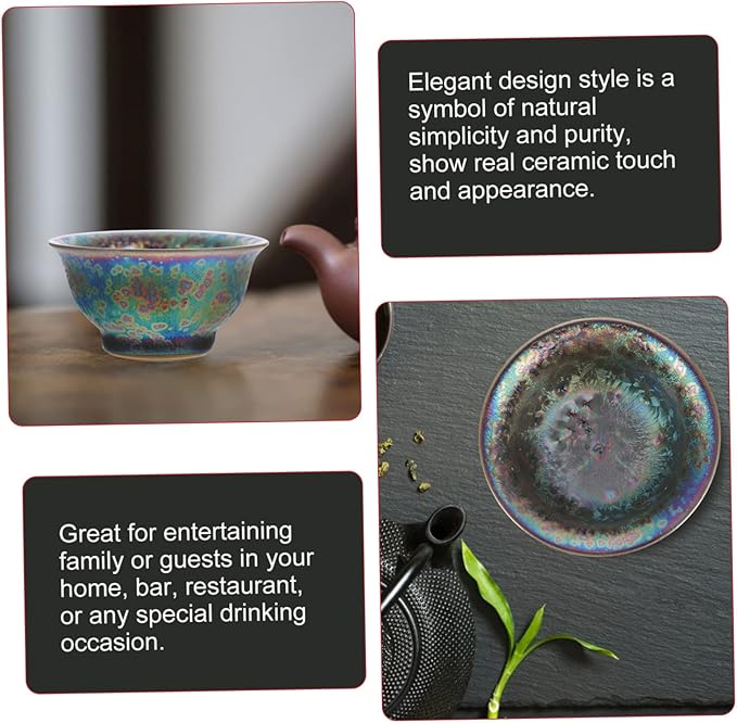 Ceramic Colorful Peacock Teacup Gongfu Tea Bowl for Tea Lovers Unique Artisan Teaware Home Office Use Safe and Eco-friendly Material