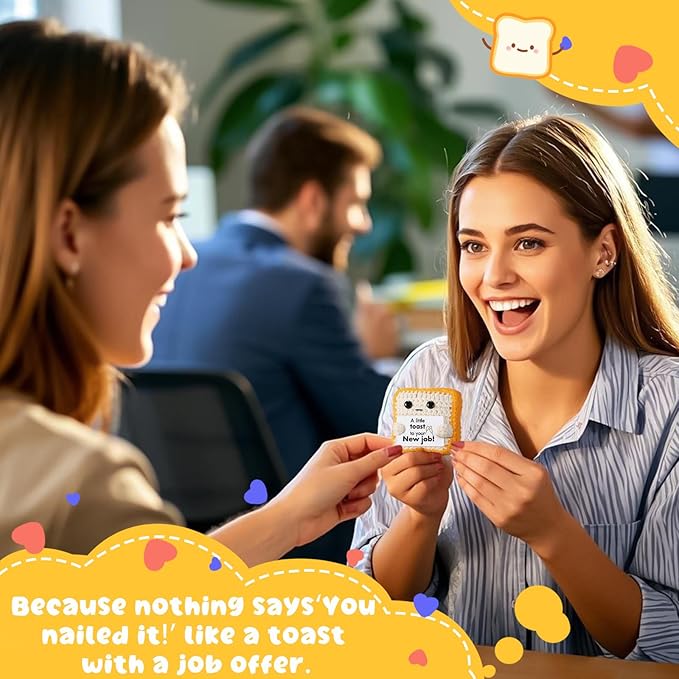 Crochet Toast New Job Gifts for Women, Men – Handmade Congratulations Gifts for Coworker, Friend, Son, Daughter, Employee, Boss – Funny Promotion, Career Change or, Leaving Workor Present Decor