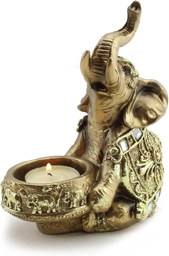 We pay your sales tax Gold Thai Elephant Buddha Wraps Tea Light Candle Holder Lucky Figurine Home Decor Gift (G16629) Feng Shui Idea