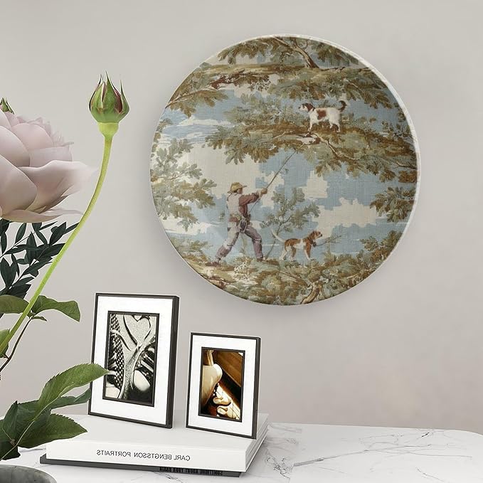 Vintage Plates Farmhouse Country Village Personalized Decor for Office Household Housewarming Gifts Farmhouse Chinese Plates Including Bracket And Special Hook, Multi Sizes, Gifts for Men Women