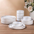 AmorArc Ceramic Dinnerware Sets for 4, 12 Pieces Handpainted Plates and Bowls Set with Rustic Terracotta Underside, Scratch Resistant Stoneware Dishes Set, Dishwasher & Microwave Safe